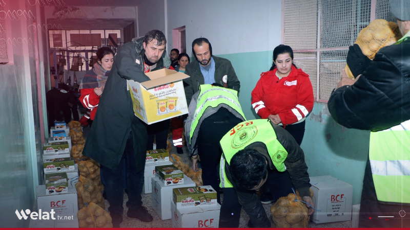 Xêrxwaziya Barzanî alîkarî pêşkêşî 502 malbatên derbider li Qamişlo Dêrikê kirin